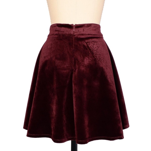 Bohemian Ribbed Velvet Skater Skirt - Picture 3 of 4